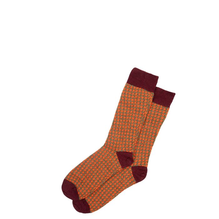 lochcarron of scotland Mens Burgundy Houndstooth Merino Blend Socks