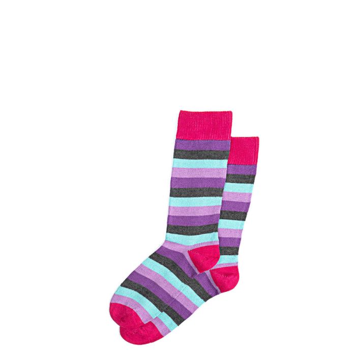 Lochcarron Of Scotland Mens Fuchsia Stripe Merino Blend Socks