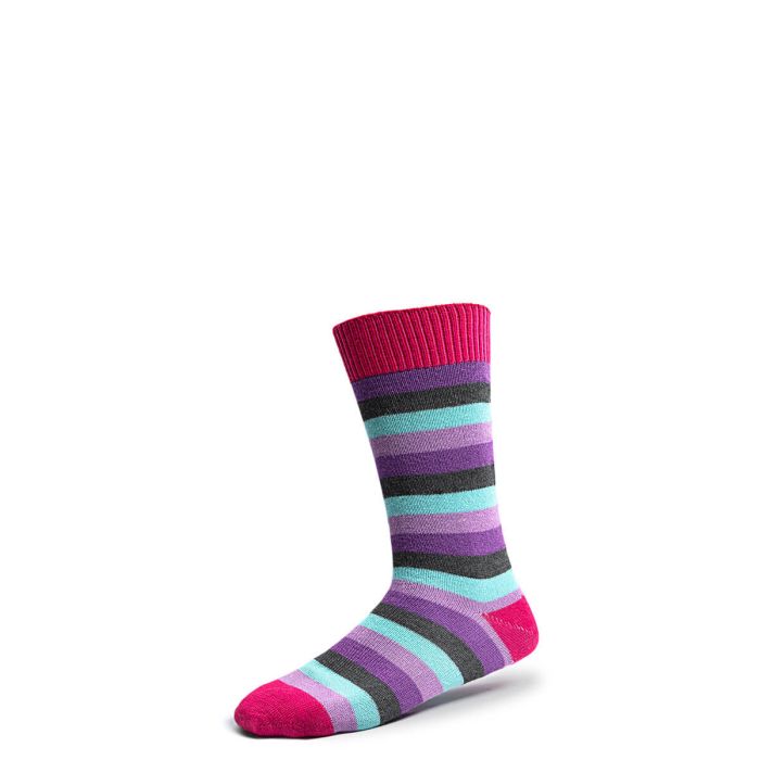 Lochcarron Of Scotland Mens Fuchsia Stripe Merino Blend Socks