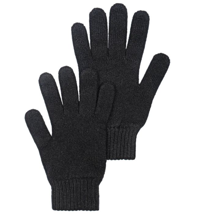lochcarron of scotland Mens Luxury Black Cashmere Gloves