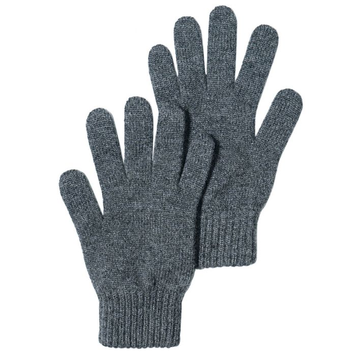 lochcarron of scotland Mens Luxury Dark Granite Grey Cashmere Gloves