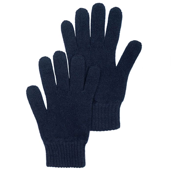 lochcarron of scotland Mens Luxury Dark Navy Cashmere Gloves