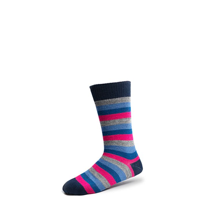Lochcarron Of Scotland Mens Navy Stripe Merino Blend Socks