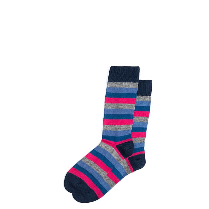 lochcarron of scotland Mens Navy Stripe Merino Blend Socks