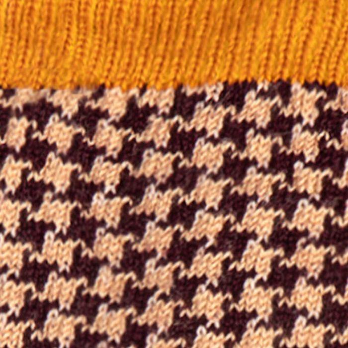 Lochcarron Of Scotland Mens Ochre Houndstooth Merino Blend Socks