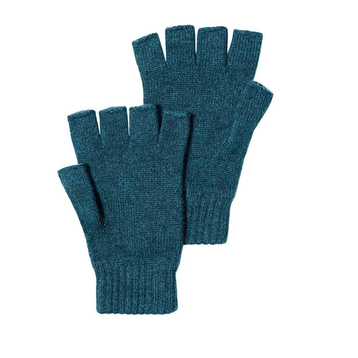 lochcarron of scotland Mens Prussian Blue Cashmere Fingerless Gloves