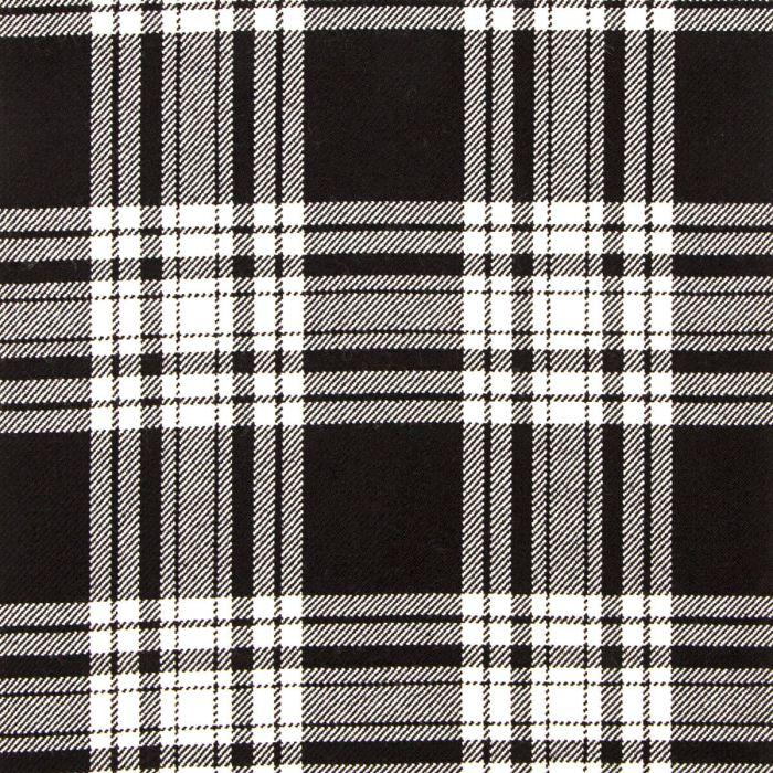lochcarron of scotland Menzies Black & White Modern Heavyweight Tartan Fabric - Single Width