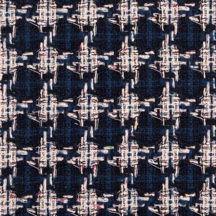 lochcarron of scotland Navy / Black Check Wool Tweed Fabric