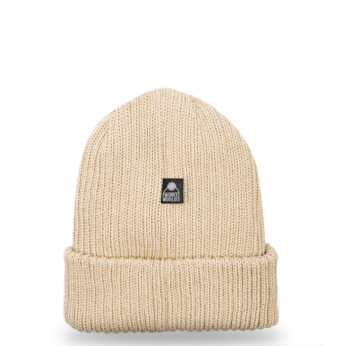 Lochcarron Of Scotland Oatmeal Merino Wool Ribbed Beanie Hat