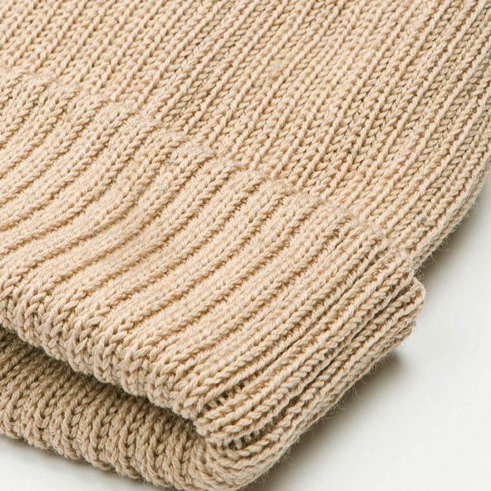 Lochcarron Of Scotland Oatmeal Merino Wool Ribbed Beanie Hat