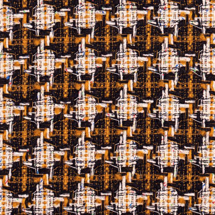lochcarron of scotland Ochre / Black Check Wool Tweed Fabric