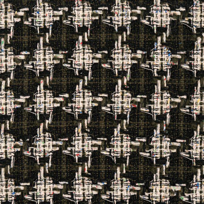 lochcarron of scotland Olive / Black Check Wool Tweed Fabric