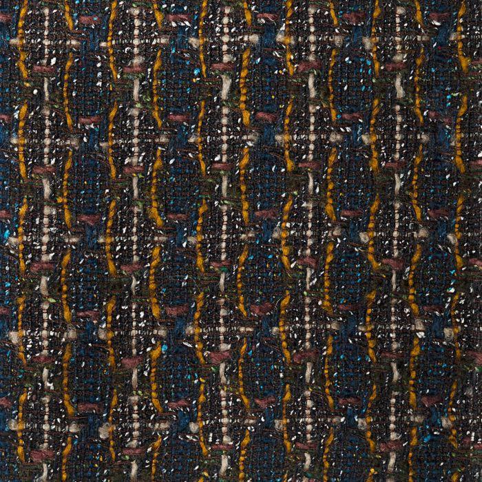 lochcarron of scotland Olive / Gold / Multi Texture Check Wool Tweed Fabric
