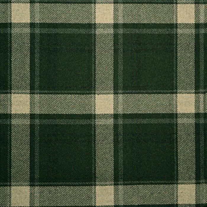 lochcarron of scotland Olive Plaid Soft Wool Recycled Blend Tweed Fabric