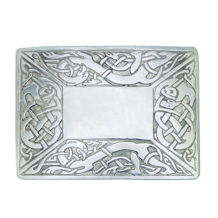 lochcarron of scotland Plain Centre Celtic Kilt Belt Buckle in Polished Pewter
