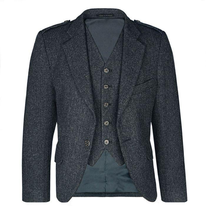 Lochcarron Of Scotland Porters Grey Shetland Tweed 5 Button Kilt Waistcoat