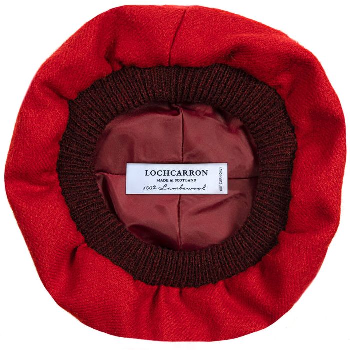 Lochcarron Of Scotland Red Plain Coloured Brushed Wool Tam
