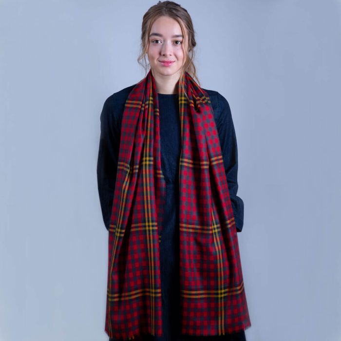 Lochcarron Of Scotland Red Red Rose Tartan Extra Fine Merino Stole