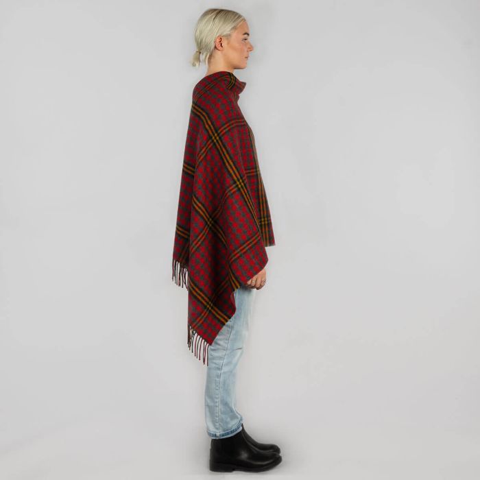 Lochcarron Of Scotland Red Red Rose Tartan Lambswool Poncho