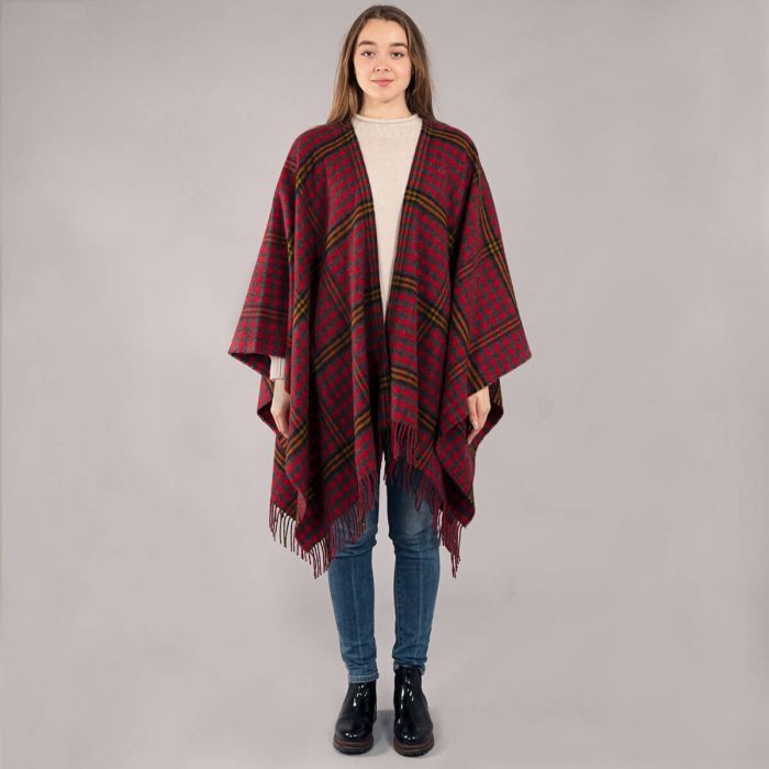 Lochcarron Of Scotland Red Red Rose Tartan Lambswool Serape