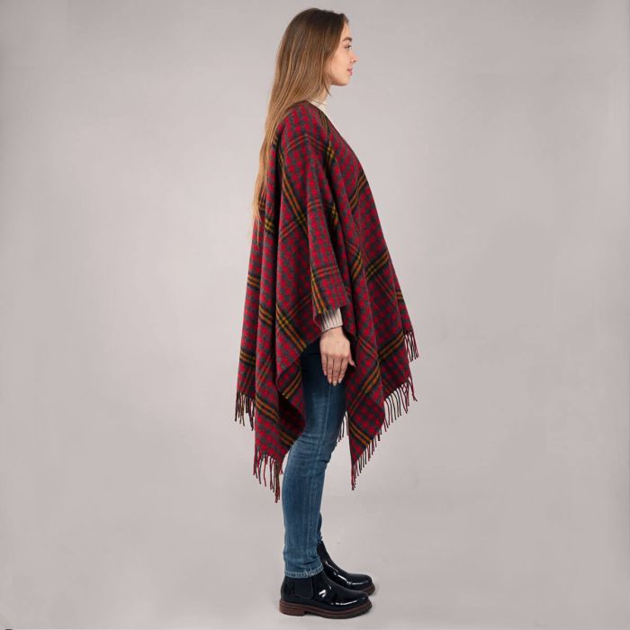 Lochcarron Of Scotland Red Red Rose Tartan Lambswool Serape