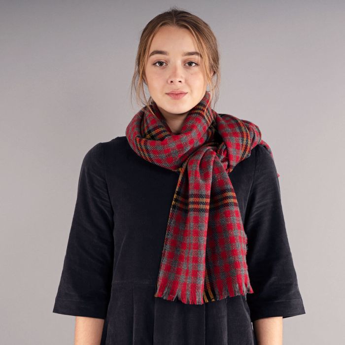 Lochcarron Of Scotland Red Red Rose Tartan Luxury Fine Wool Stole