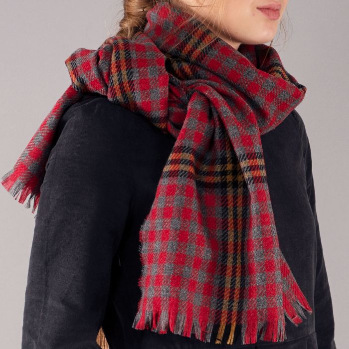 Lochcarron Of Scotland Red Red Rose Tartan Luxury Fine Wool Stole