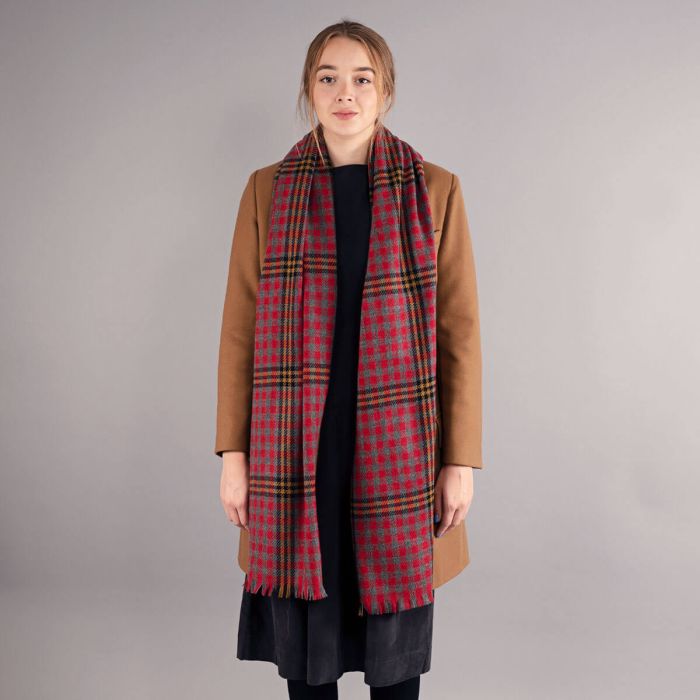 Lochcarron Of Scotland Red Red Rose Tartan Luxury Fine Wool Stole