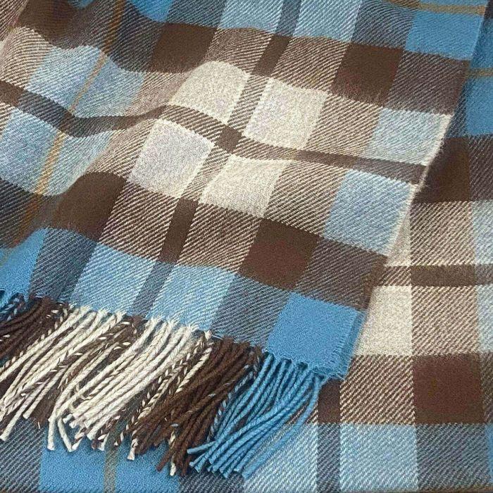Lochcarron Of Scotland Rose Hunting Grey Tartan Lambswool Blanket