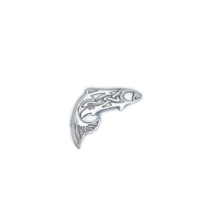 lochcarron of scotland Salmon Small Brooch in Polished Pewter