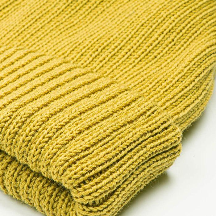 Lochcarron Of Scotland Sour Lime Merino Wool Ribbed Beanie Hat