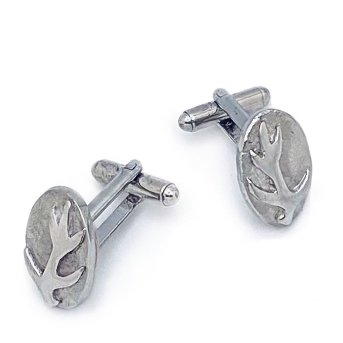 lochcarron of scotland Stag Antler Cufflinks in Polished Pewter