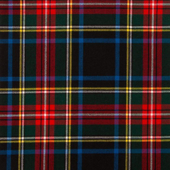 lochcarron of scotland Stewart Black Modern Medium Weight Tartan Fabric