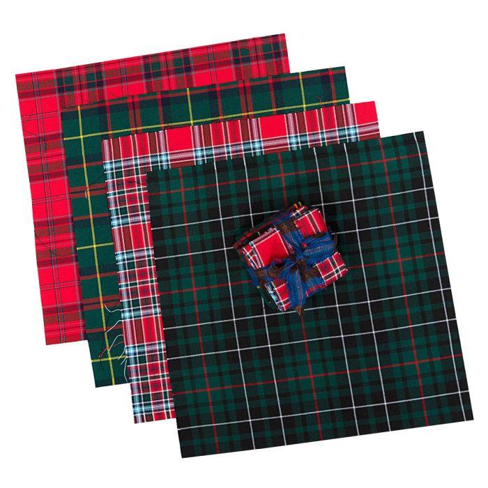 Lochcarron Of Scotland Strome Heavy Weight Fabric 4 Fat Quarters Modern Tartan - Craft Bundle