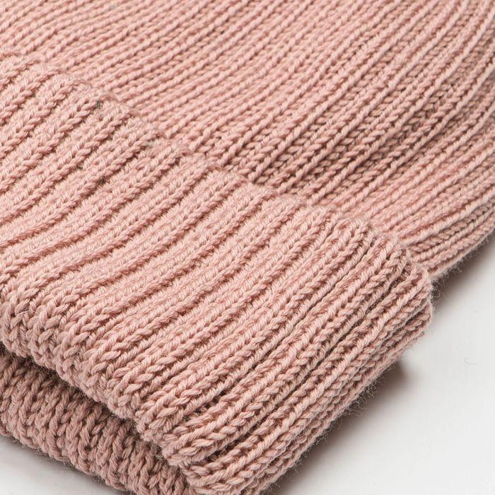 Lochcarron Of Scotland Tea Rose Merino Wool Ribbed Beanie Hat