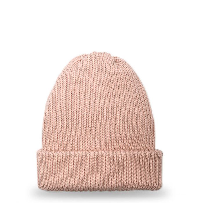 lochcarron of scotland Tea Rose Merino Wool Ribbed Beanie Hat