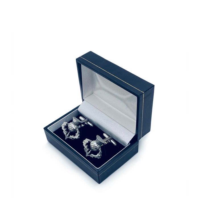 Lochcarron Of Scotland Thistle Cufflinks In Polished Pewter