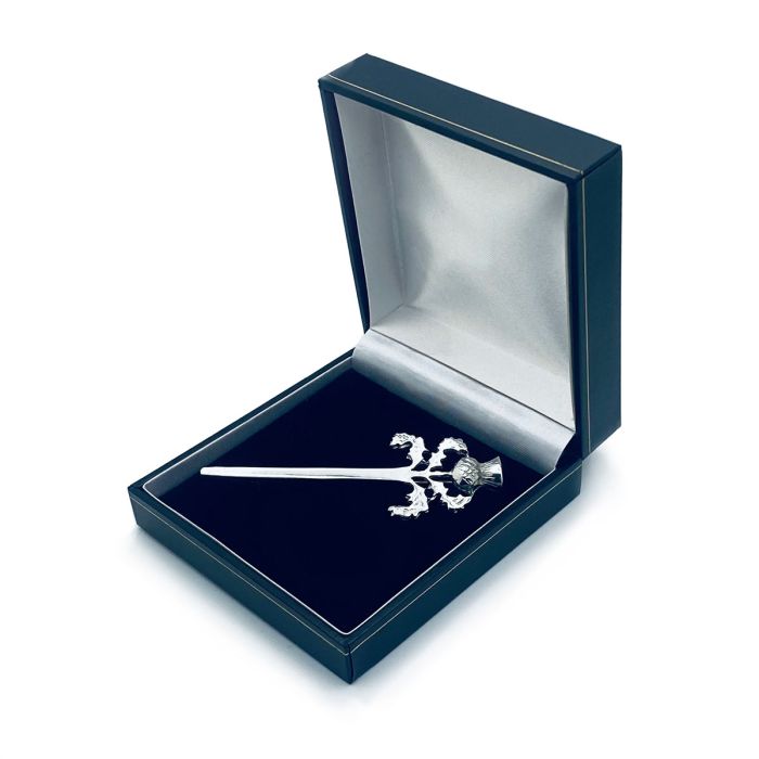 Lochcarron Of Scotland Thistle Kilt Pin In Polished Pewter
