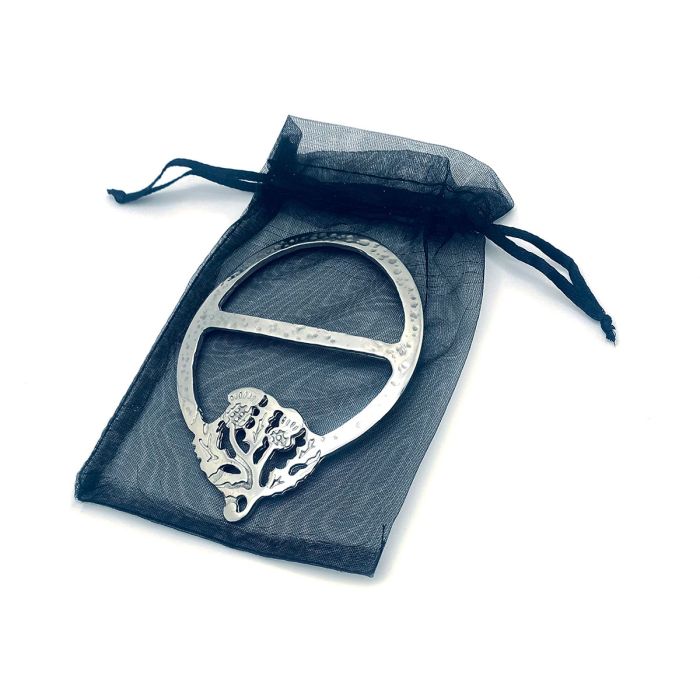 Lochcarron Of Scotland Thistle Scarf Ring In Polished Pewter