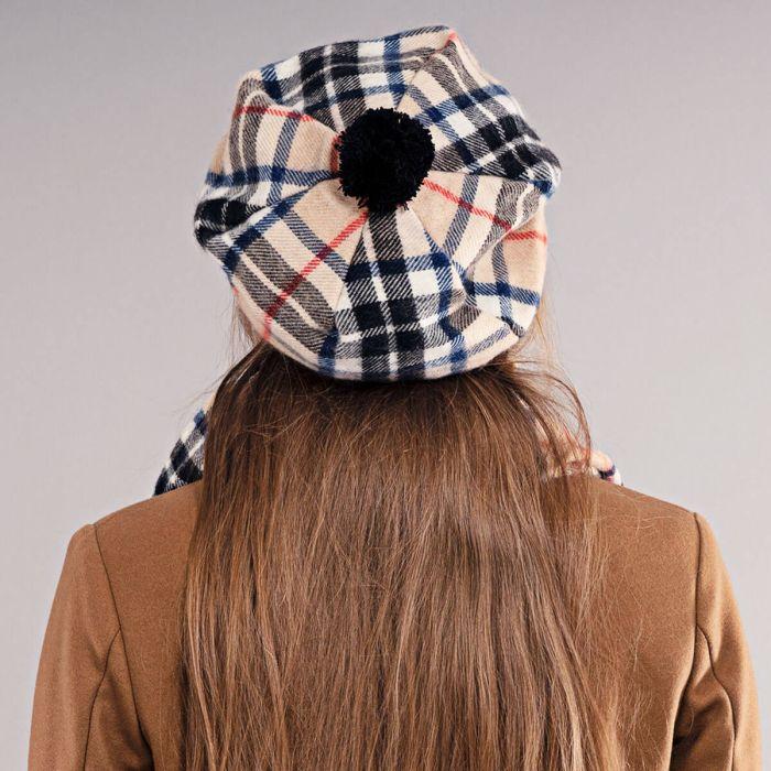 Lochcarron Of Scotland Thomson Camel Modern Tartan Brushed Wool Tam