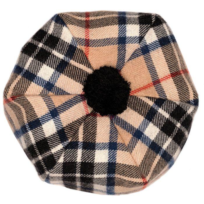 lochcarron of scotland Thomson Camel Modern Tartan Brushed Wool Tam