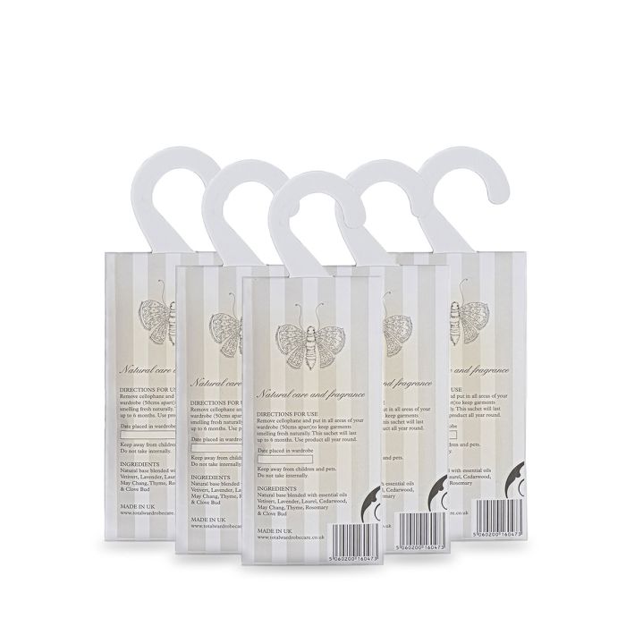 Lochcarron Of Scotland Vetivert Blend Essential Oils Anti Moth Natural Hanging Sachets - Pack Of 5