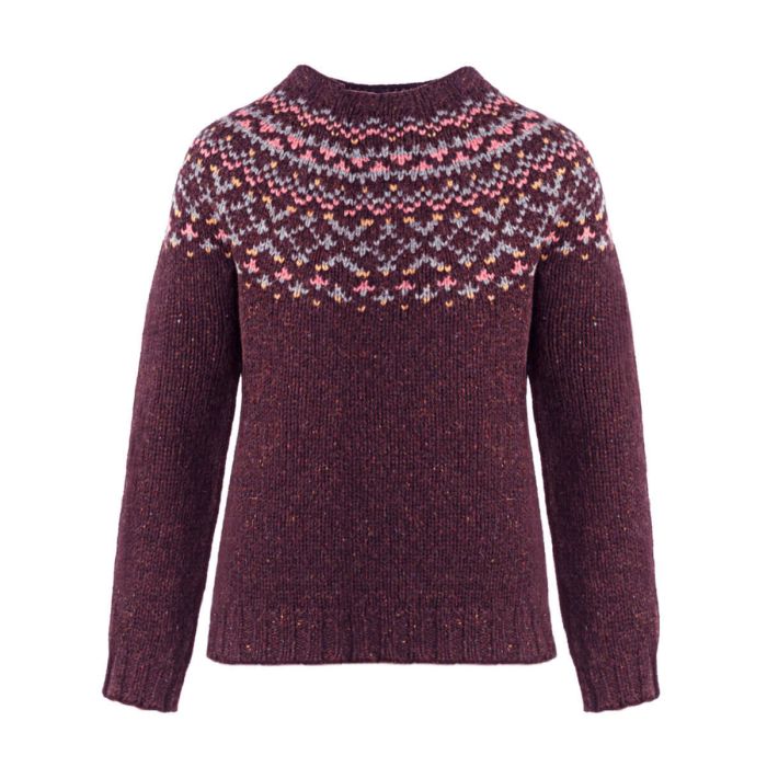 lochcarron of scotland Women's Freya Lewis Fair Isle Knitted Wool Crew Neck Jumper