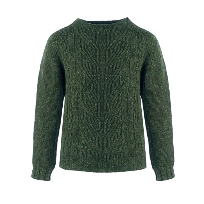 lochcarron of scotland Women's Kenna Harris Braid and Cable Knitted Wool Crew Neck Jumper