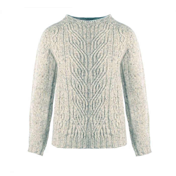 lochcarron of scotland Women's Kenna Mull Braid and Cable Knitted Wool Crew Neck Jumper