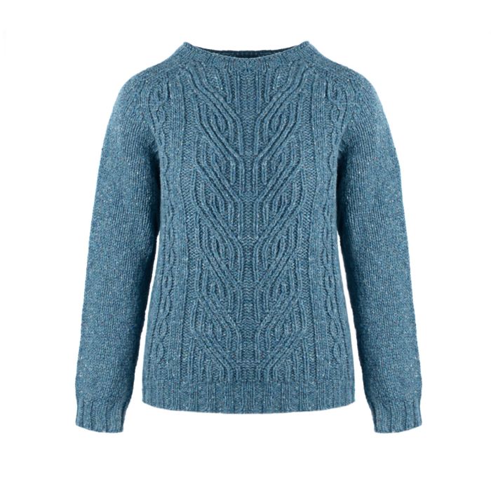 lochcarron of scotland Women's Kenna Ossian Braid and Cable Knitted Wool Crew Neck Jumper