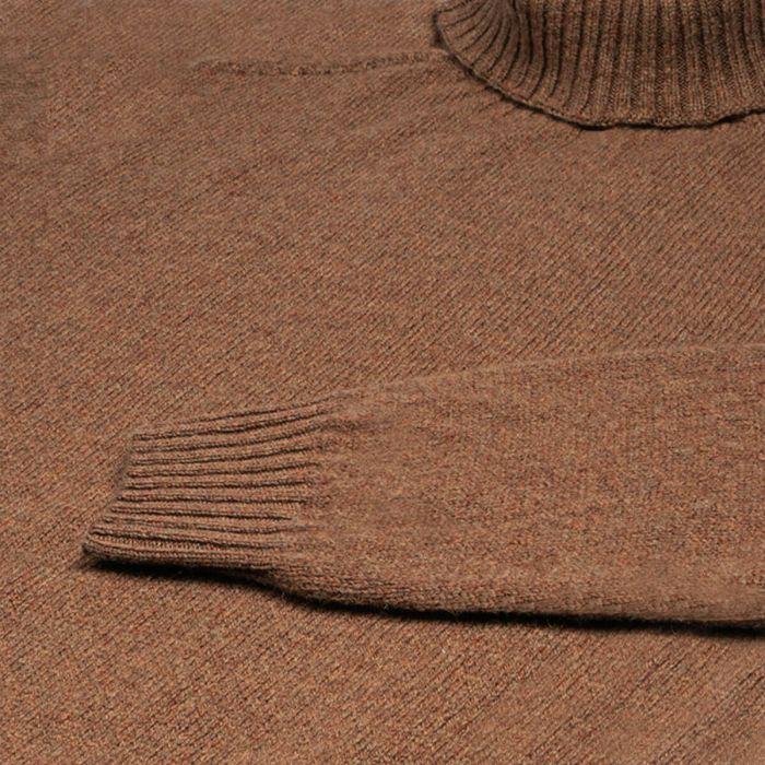 Lochcarron Of Scotland Women's Orla Hazelnut Chunky Supersoft Knitted Wool Turtle Neck Jumper