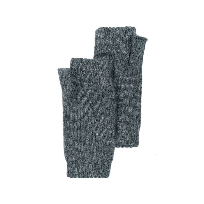 lochcarron of scotland Womens Charcoal Cashmere Wrist Warmers Fingerless Gloves