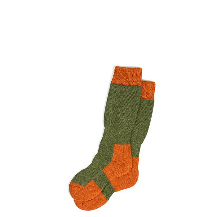 lochcarron of scotland Womens Dark Olive Glen Crew Length Merino Blend Socks