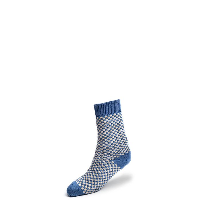 Lochcarron Of Scotland Womens Denim Gingham Merino Blend Socks